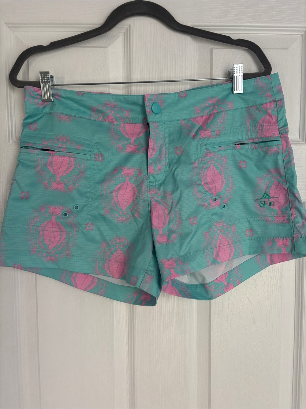 AFTCO Mint Green with Pink Tropical Print Women's Shorts